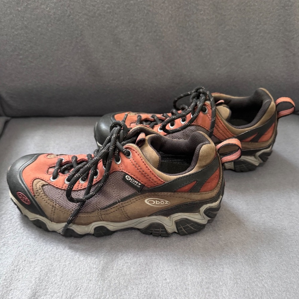 Oboz Sawtooth Low B-DRY Waterproof Hiking Shoes Women's 8 Brown Orange Granola